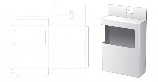 Hangende verpakkingsdoos met raam gestanst sjabloon