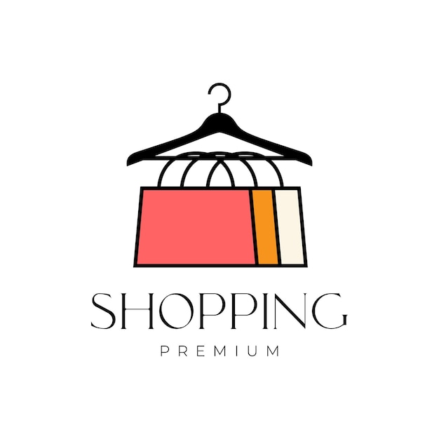 Hanger clothing dress feminine shopping bag sale colorful logo design vector