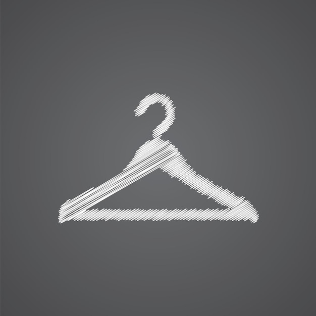 Hanger hoed schets logo doodle pictogram geïsoleerd op donkere achtergrond