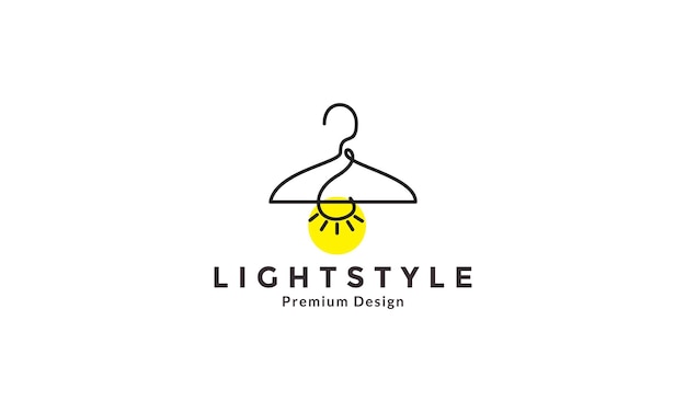 램프 로고 디자인 벡터 아이콘 기호 일러스트와 함께 옷걸이 라인
