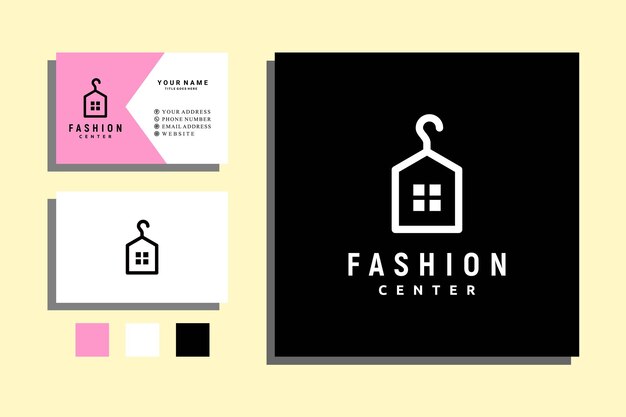 Vector hanger with house fashion center boutique logo design illustration