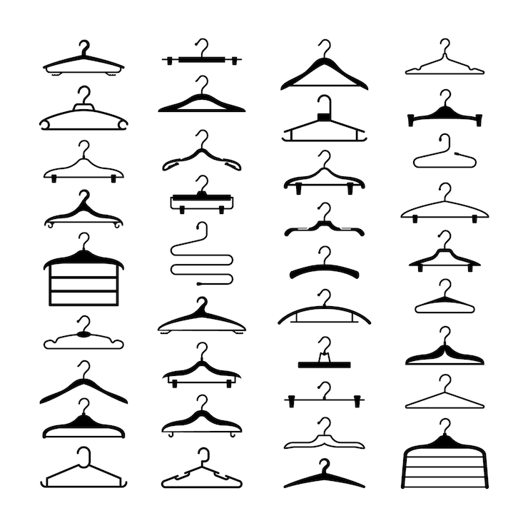 Vector hangers for clothing set