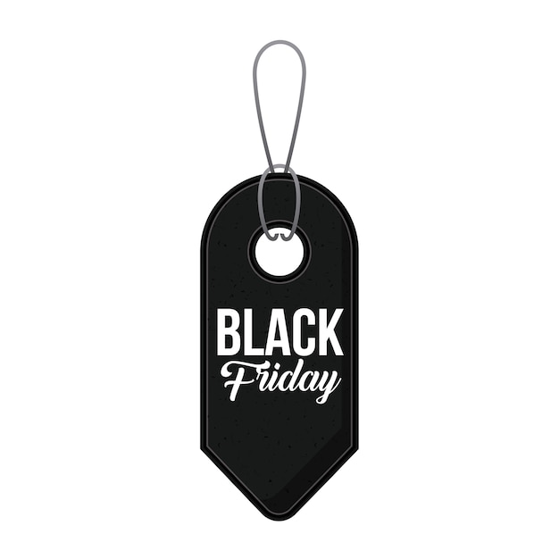 hanging black tag icon. Black friday price offer discount and market design. Isolated design. Vector