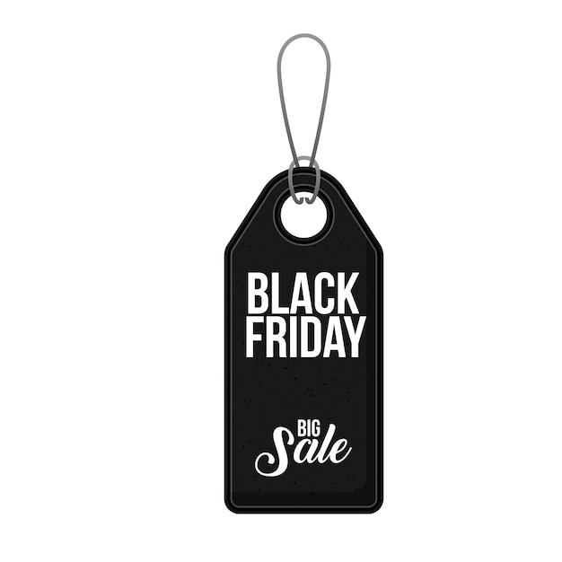 hanging black tag icon. Black friday price offer discount and market design. Isolated design. Vector