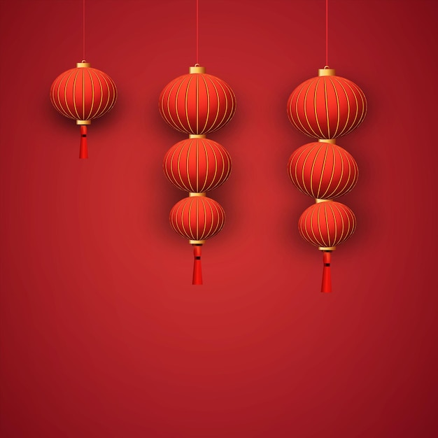 Hanging chinese lantern element for happy new year background