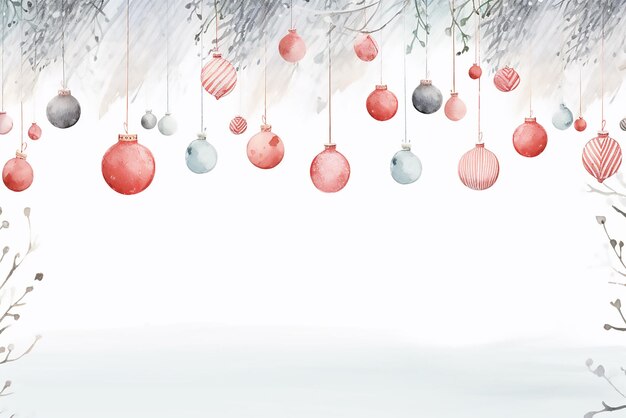 Hanging Christmas balls Background with ornaments Merry Christmas and happy new year banner