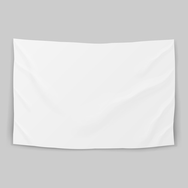 Hanging empty white cloth blank flag concept Vector Image