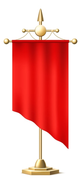 Hanging fabric banner Realistic red cloth mockup