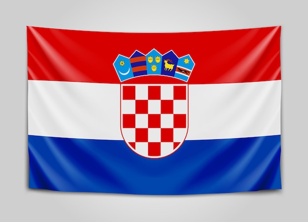 Vector hanging flag of croatia. republic of croatia. croatian