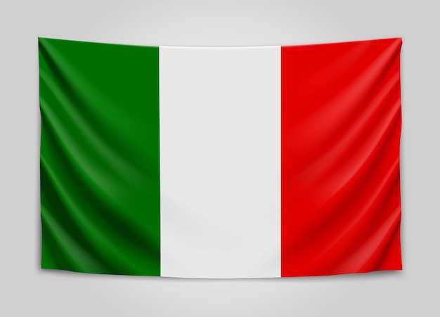 Hanging flag of italy. italian republic.