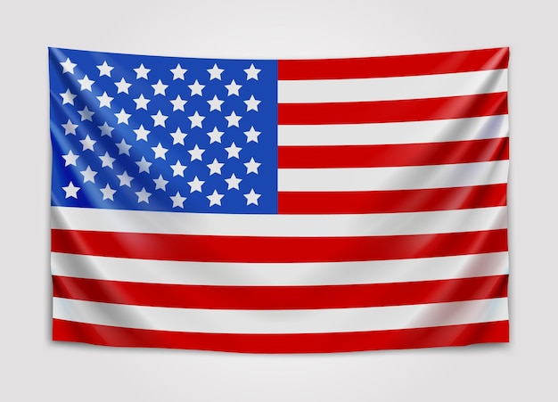 Hanging flag of usa