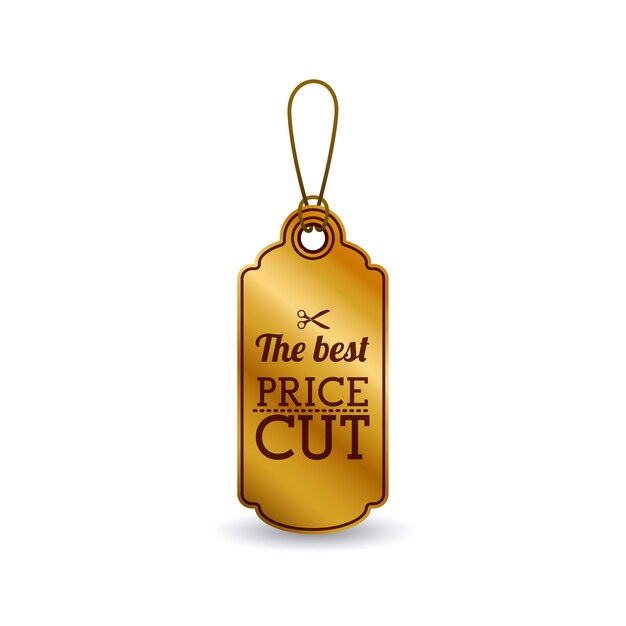 Icona di tag oro appeso. sconto dell'offerta di prezzo e design del mercato. design isolato. illustrazione vettoriale