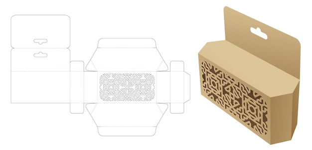 Подвесная шестиугольная упаковка с трафаретным шаблоном для высечки и 3D-макетом