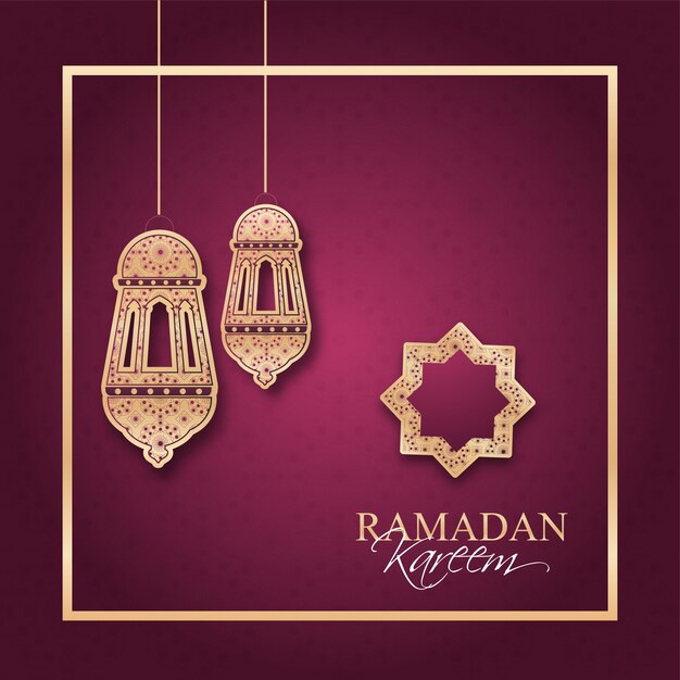 Vector hanging intricate lanterns for ramadan kareem.