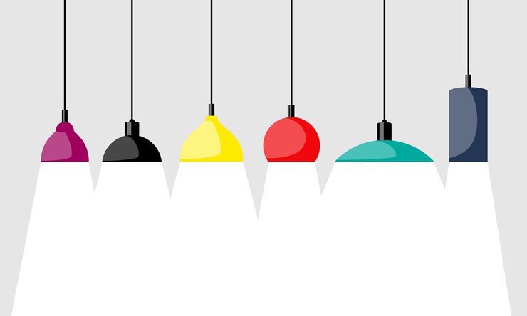 Vector hanging lamps set chandeliers lamps bulbs elements of modern interior vector illustration isolated