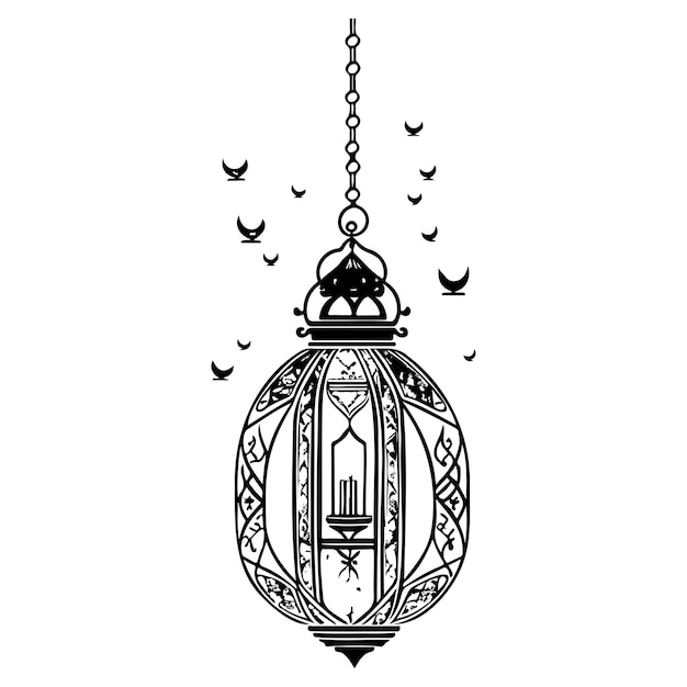 Hanging Lantern Ramadan pattern illustration sketch hand draw