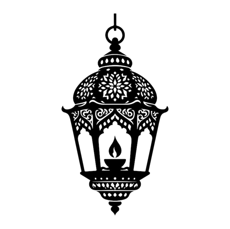 Vector hanging lantern silhouette vector