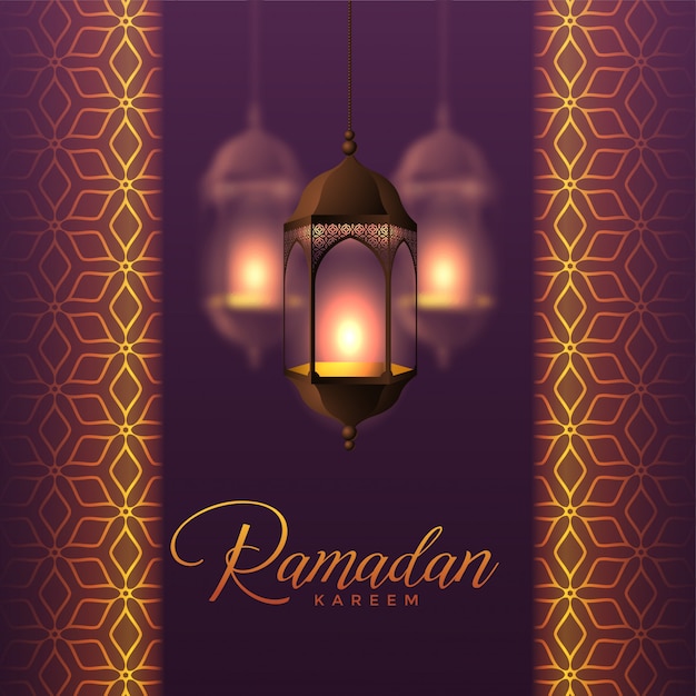 Hanging lanterns and islamic pattern design for ramadan kareem