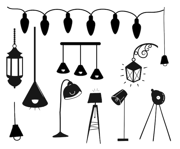 Vector hanging lights collections premium vectors