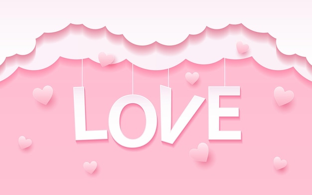 Hanging love word paper cut decoration with light effect