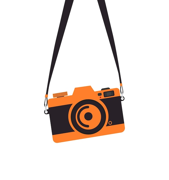 Hanging orange camera doodle vector