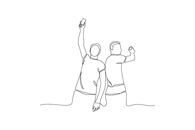 Hanging out with friend Hang out minimalist concept simple continuous line simple line black and white design