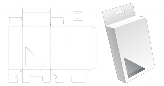 三角形のウィンドウダイカットテンプレート付きの吊り包装箱