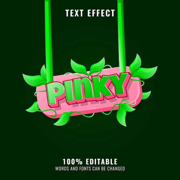 Hanging pinky leaf game title text effect