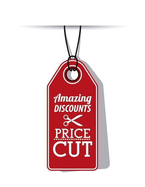 Hanging red tag icon. price offer discount and market design. isolated design. vector illustration