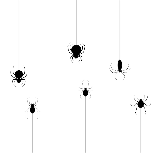 Hanging in Silhouette Spider Illustrations