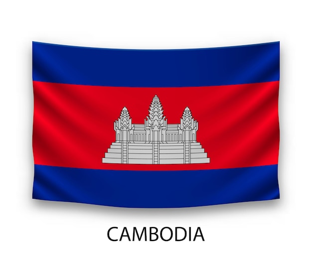 Висячий шелковый флаг Камбоджи Векторная иллюстрация