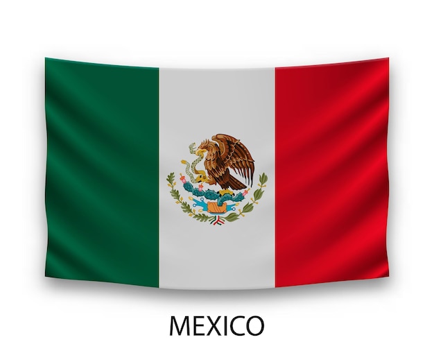 Hanging silk flag of Mexico Vector illustration