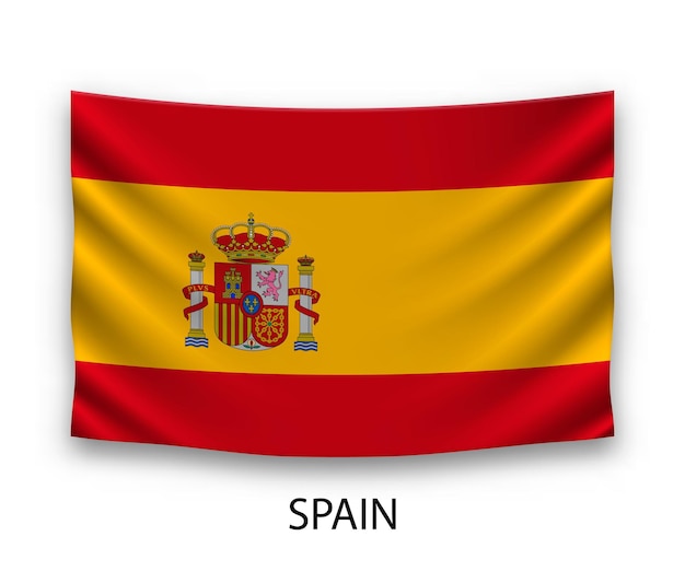 Hanging silk flag of Spain Vector illustration