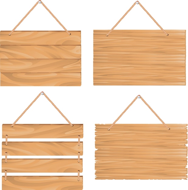 Vector hanging wooden sign boards