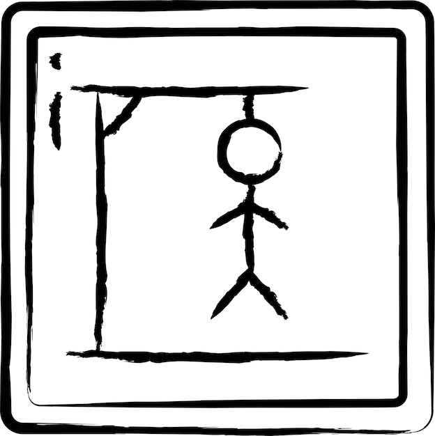 Hangman game hand drawn vector illustration