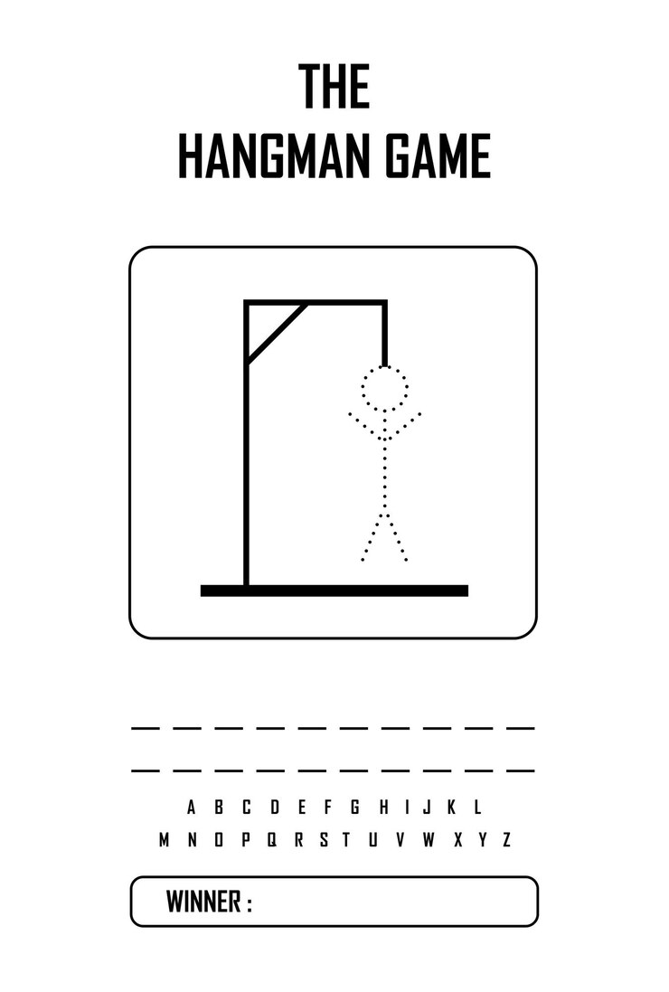 Vector hangman game page vector kids activity notebook page