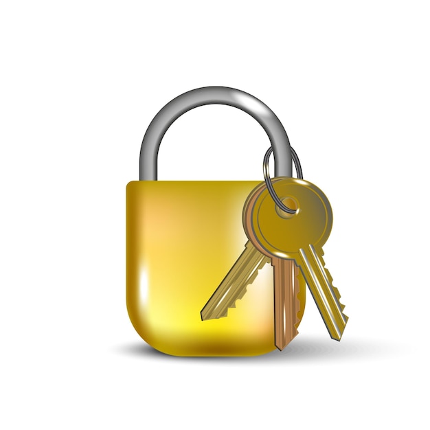 Hangslot met sleutels gouden slot met gouden sleutels vector illustratie eps 10 voorraadbeeld