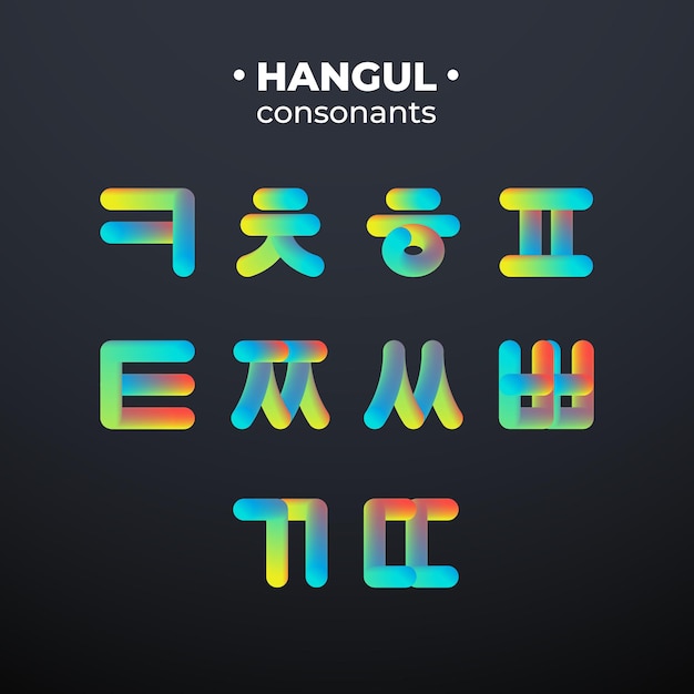 Vector hangul letters of the korean alphabet