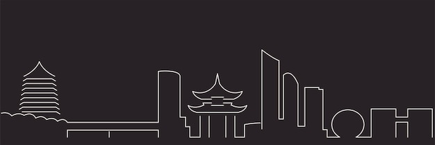 Vettore skyline minimalista semplice di hangzhou a linea singola