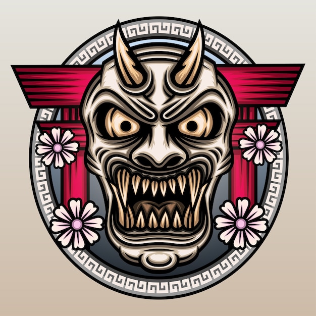 Maschera hannya davanti al cancello torii.