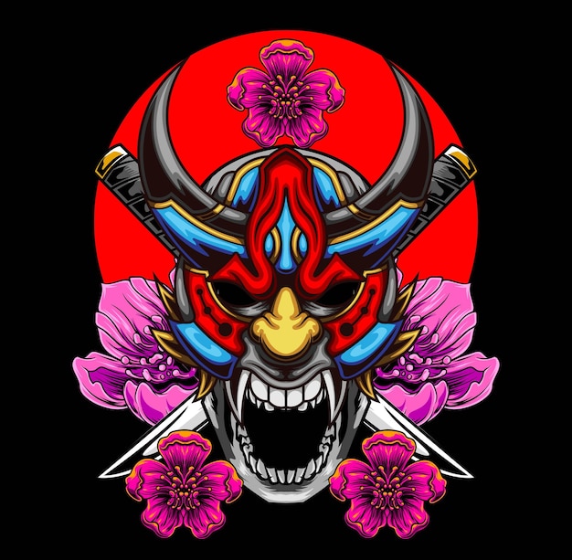 Vector hannya masker illustratie met premium kwaliteit voorraad vector