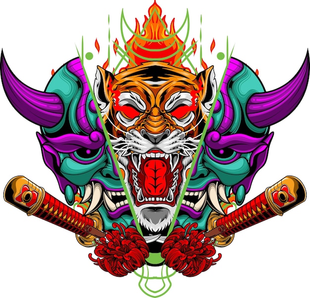 Hannya masker illustratie met premium kwaliteit voorraad vector