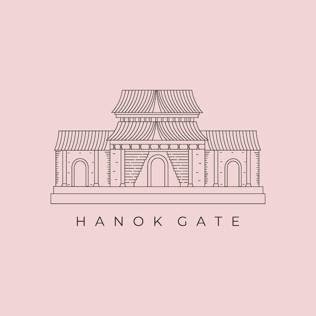 Hanok gate house logo vector illustration design