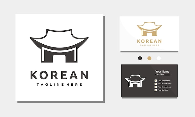 Hanok traditional korean house logo design icon vector