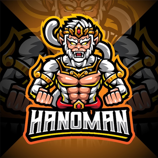 Hanoman esport mascotte logo ontwerp