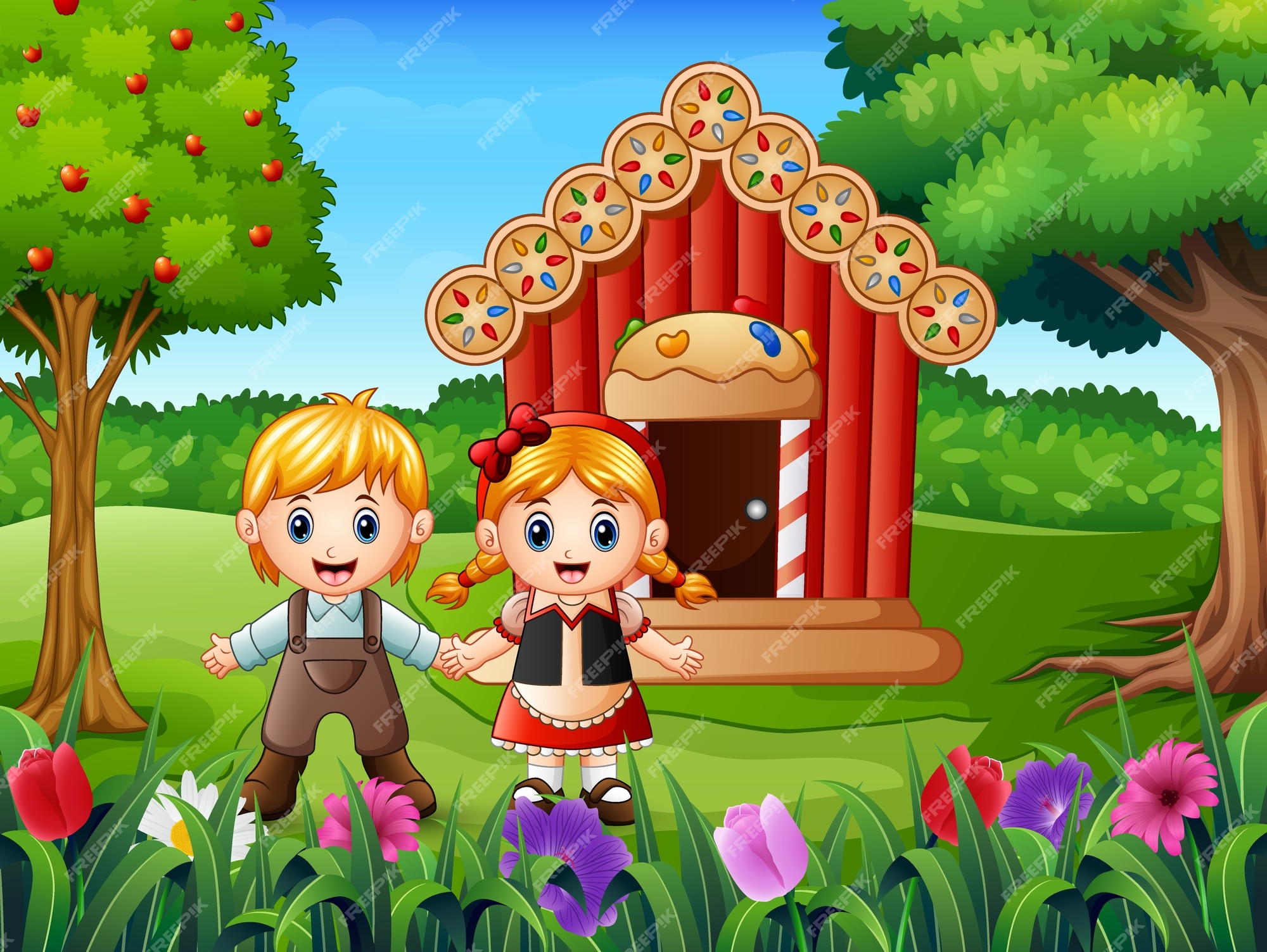 Classic children story hansel and gretel Vector Image