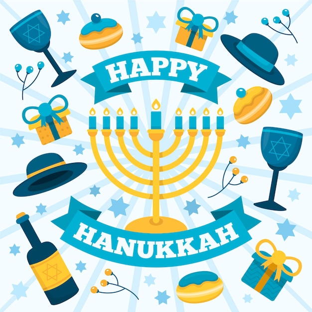 Vettore concetto di hanukkah in design piatto