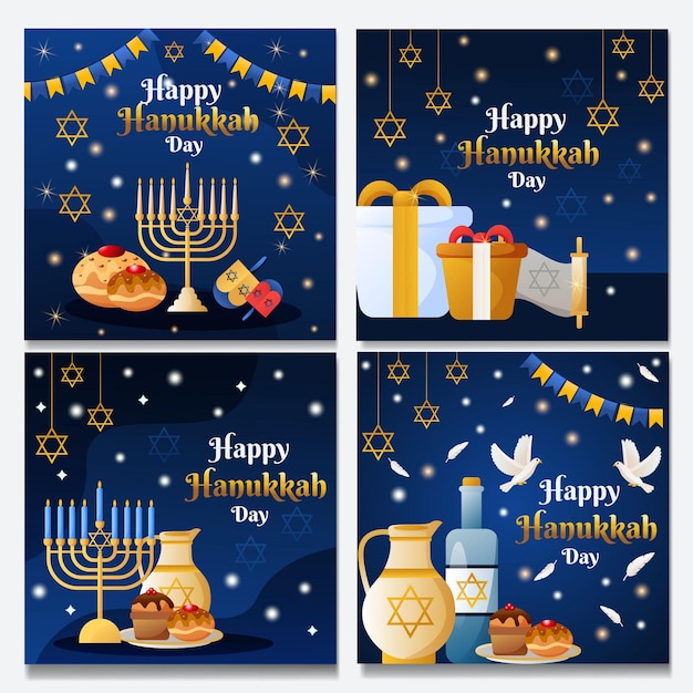 Modello di social media per la festa di hanukkah