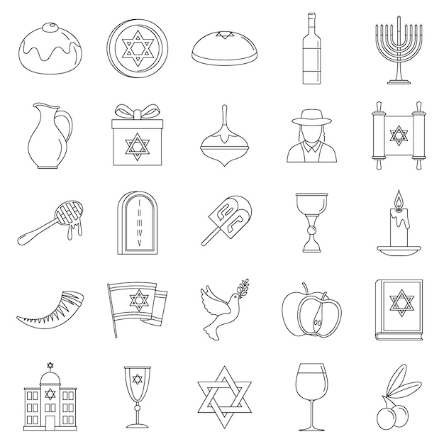 Hanukkah holiday icon set