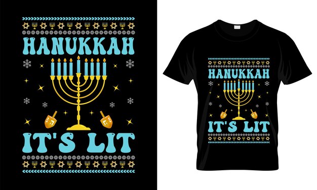 Vettore hanukkah il suo vettore di design della maglietta illuminata